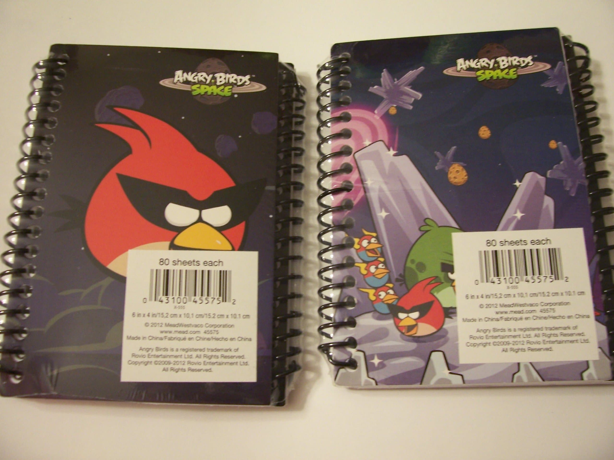 Angry Birds Space 2 Pack Spiral Notebooks by Mead (Crystalized, Super Red Bird)