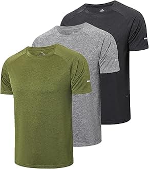 Gaiatiger 3 Pack Mens T-Shirts Quick Dry Short Sleeve Tops Moisture Wicking Active Athletic Running Work Shirts
