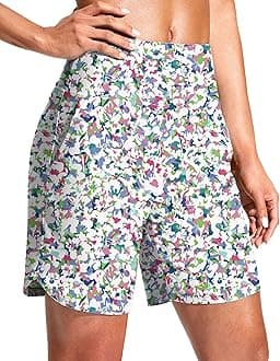 G Gradual Women's 7' Quick Dry Swim Board Shorts Swimming Bottoms High Waisted Beach Shorts for Women with Liner Pockets