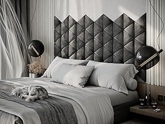 4 Pack — Upholstered Decorative Wall Panels Velvet Headboard Padding | Cushioned Planks | Padded Decor Collision Avoidance | Acoustic Soundproofing Treatment | (Grey, 4x Triangle (25x25cm))