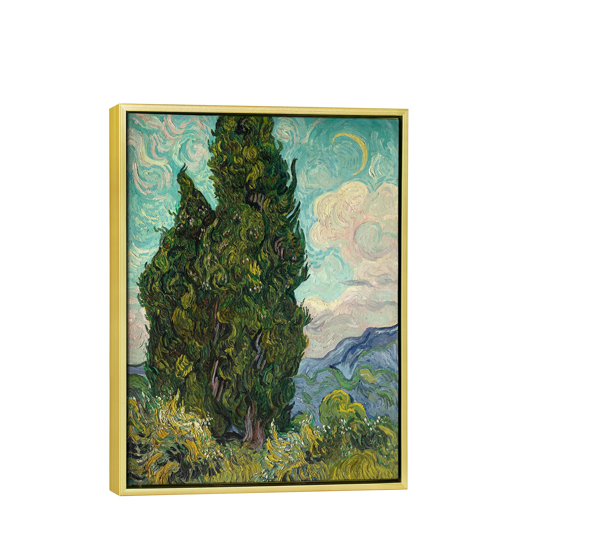 Framed Wall Art Cypresses Classic Giclee Canvas Prints by Van Gogh Famous Oil Paintings Green Tree Picture for Home Decorations Modern Abstract Forest Landscape Artwork