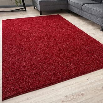 THE RUGS Living Room Rug - Shaggy Soft And Elegant Carpets For The Bedrooms And Kitchen, Easy To Clean, Many Different Sizes (180x270 cm, Red)