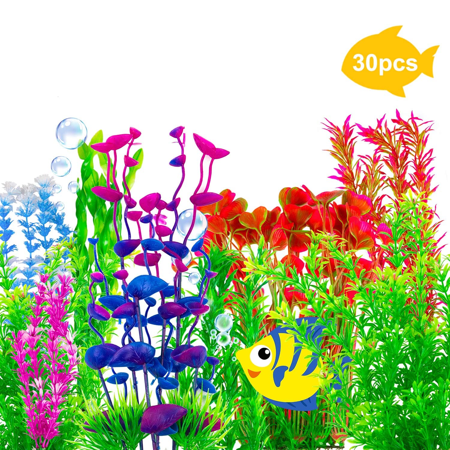 CousDUoBe 30 Pack Artificial Aquarium Plants