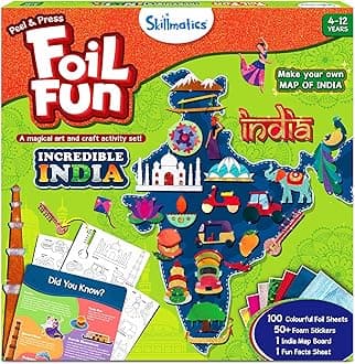 Skillmatics Art & Craft Activity - Foil Fun Incredible India, No Mess Art for Kids, DIY Creative & Educational Activity, Gifts for Ages 4, 5, 6, 7, 8, 9, 10, 11, 12