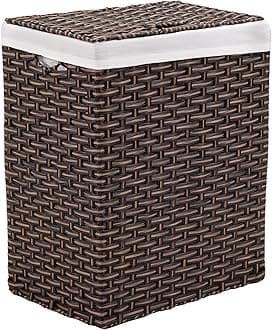 Household Storage for Clothes, Linens, Sheets, Canvas Resin, Mocha Brown, Rectangular Hamper
