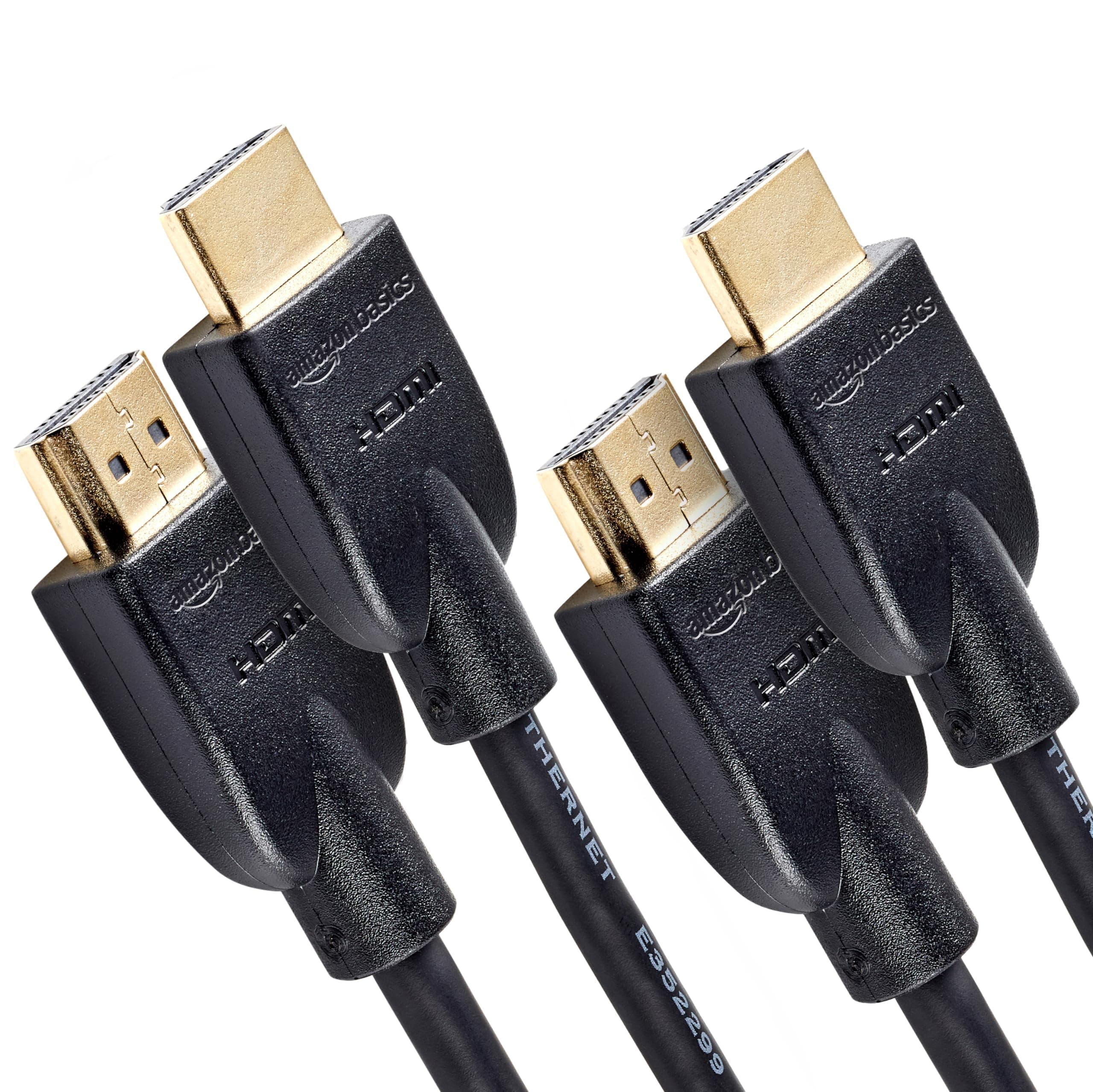HDMI Cable, 2-Pack, 3ft, 4K@60Hz, High-Speed 4K HDMI 2.0 Cord for Blu-ray, Ethernet, 2160p, 48 bit, Compatible with TV/PS5/Xbox/Roku, Black