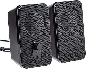 AC-Powered Computer Speakers for Desktop or Laptop PC with Volume Control, Headphone Jack, Black (US Version)
