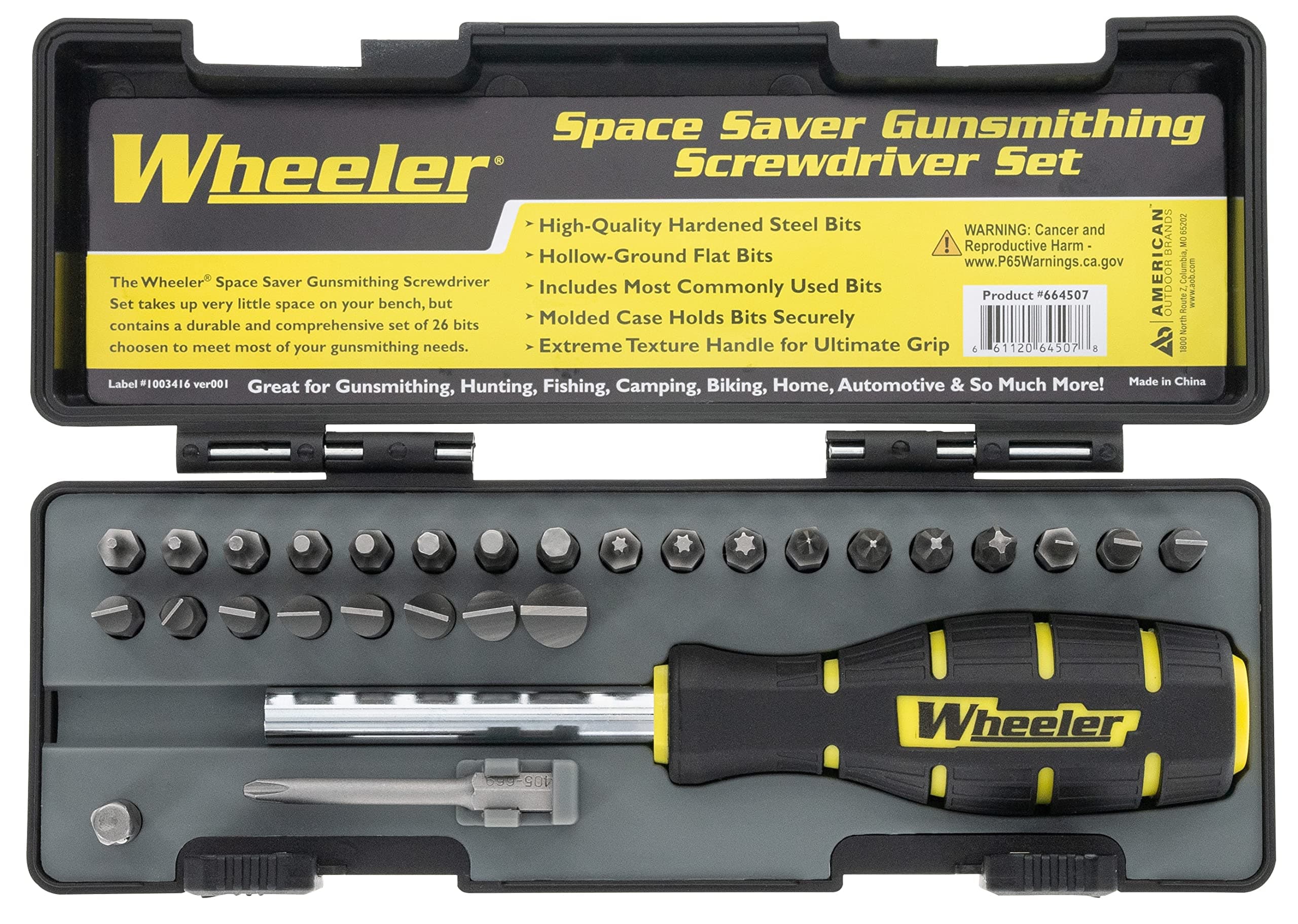 Wheeler Space Saver Screwdriver Set with Magnetic Screwdriver Handle, Bit Assortment and Storage Case for Maintenance