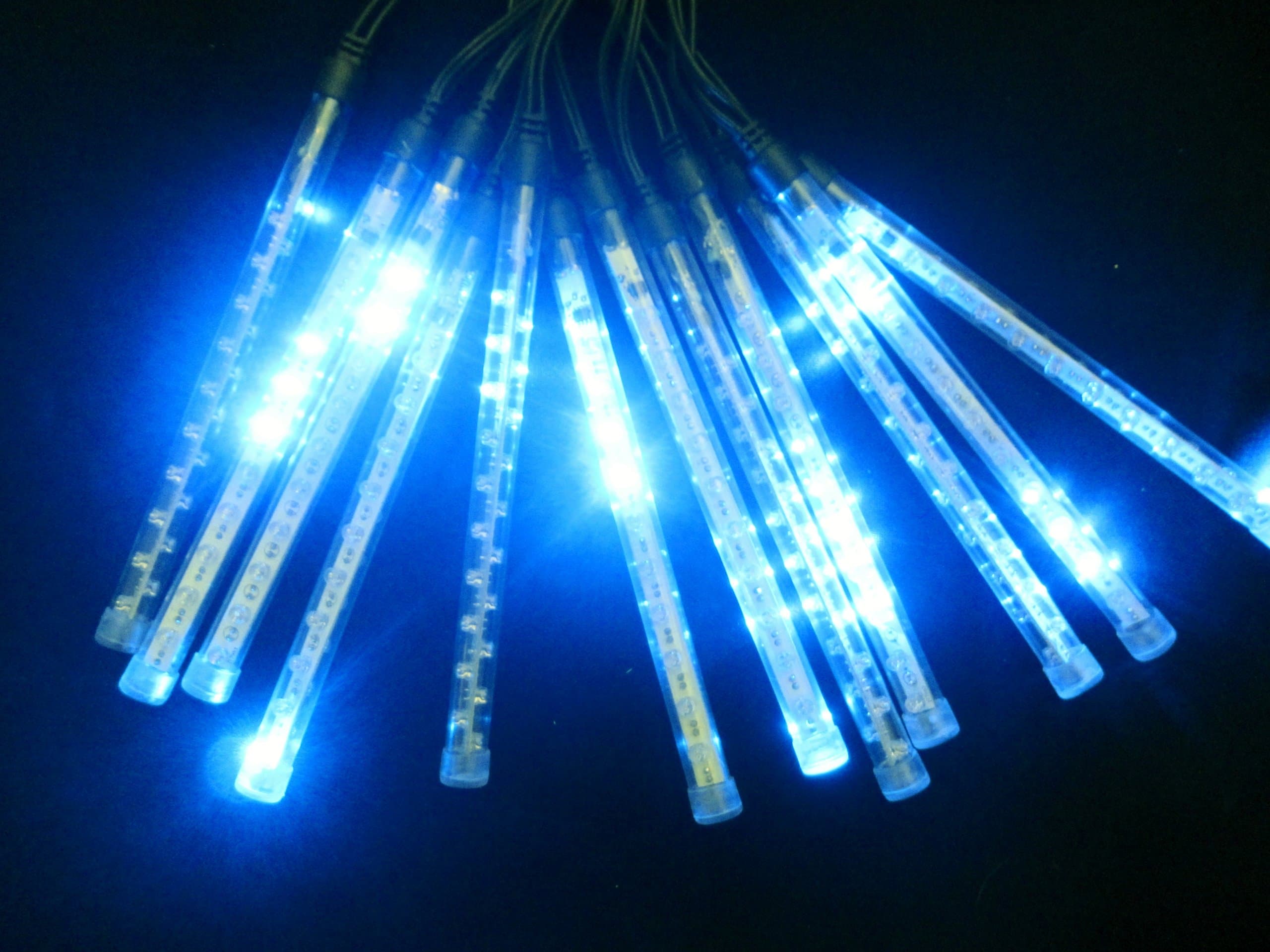 Set of 12 Double Sided 7" Blue LED Light Tubes with Snowfall Light Effect