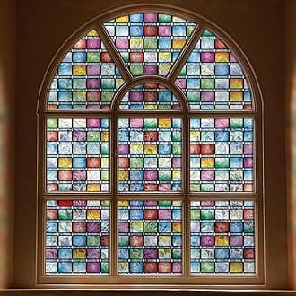 FEOMOS Rainbow Window Tint, Static Cling Window Film Privacy, Stained Glass Vinyl, Decorative Stickers Anti UV for Home, 44x200 cm