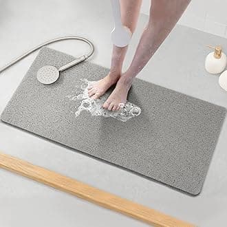 Asvin Soft Textured Bath Mat, 35" x 16", Phthalate Free, Non Slip, Comfortable, with Drain, PVC Bath Mat for Wet Areas, Quick Dry