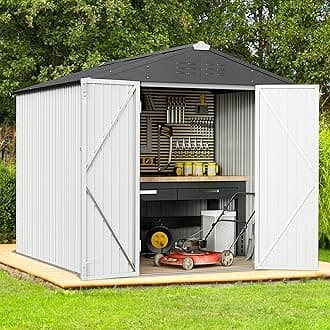 Greesum Outdoor Storage Shed 6 x 4 ft. Utility Tool Shed Metal Storage Garden Shed with Door & Lock for Patio Storage, White