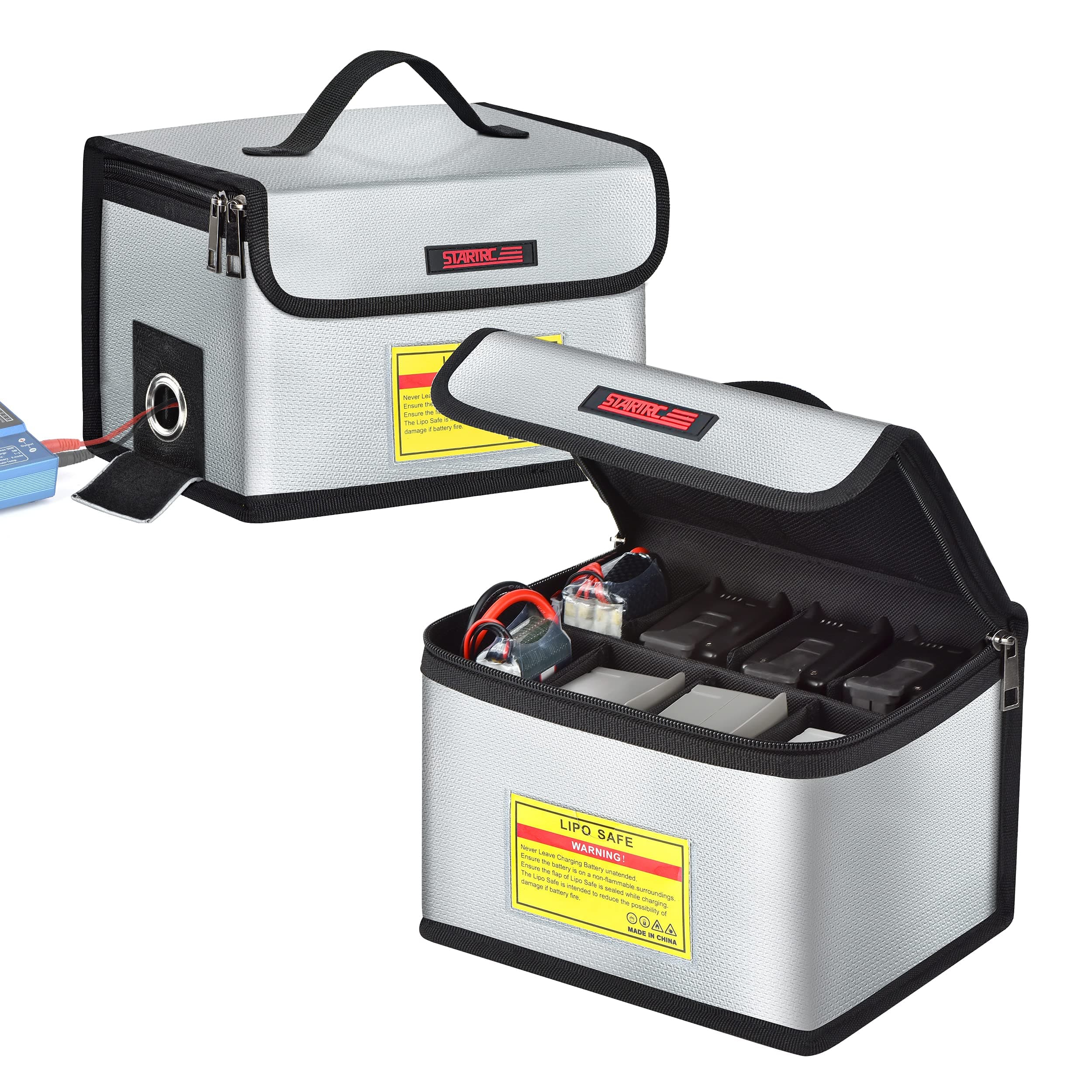 STARTRC Lipo Battery Bag Fireproof Explosionproof Bag Large Capacity Storage Guard Lipo Safe Pouch for Storage & Charging for DJI Neo/Avata 2/Mini 4K/Mini 4 Pro/Mini 3/Air 3/Mavic 3 (21.5 x 15 x 14cm)