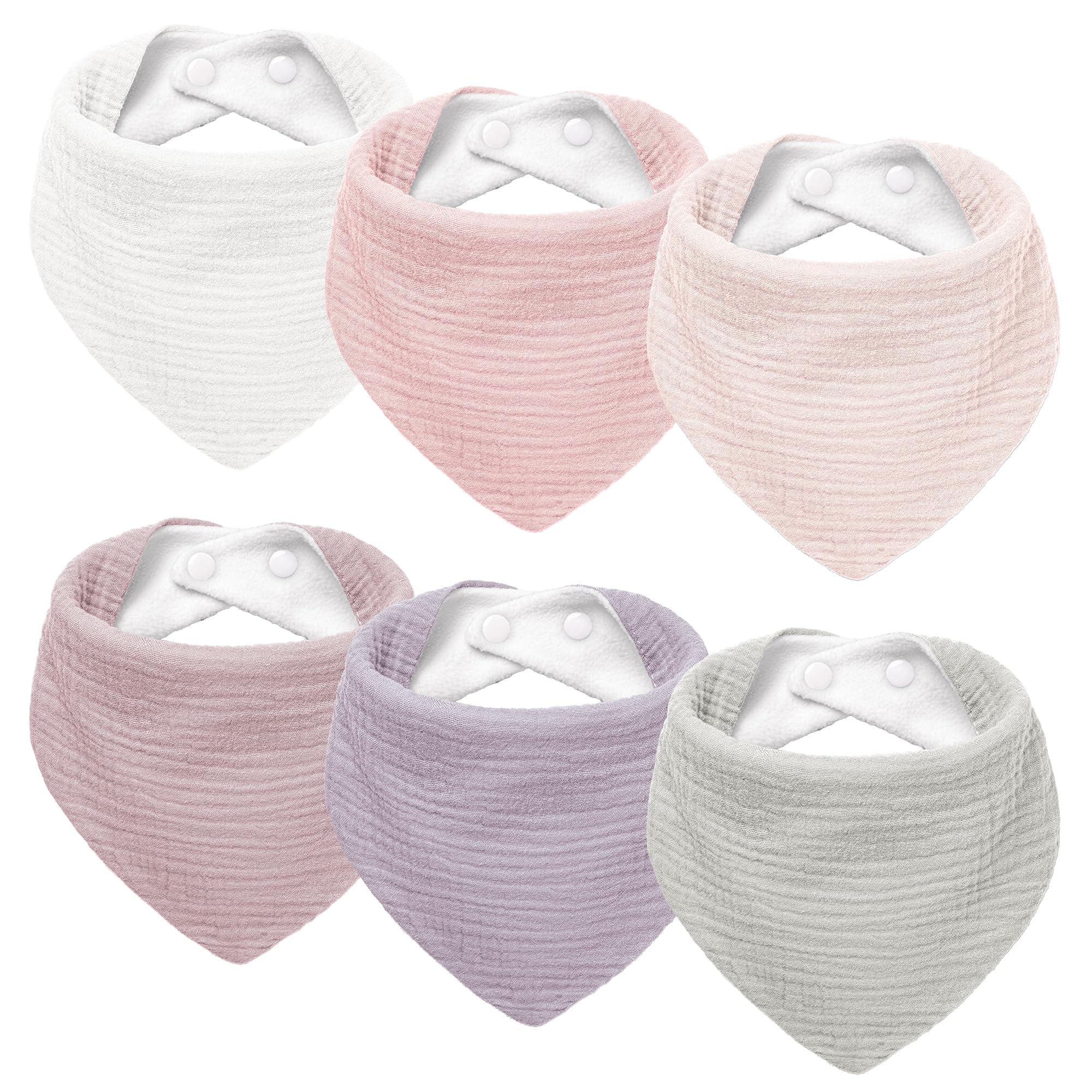 Susurration Muslin Baby Drool Bibs 6Pack Soft Triangular Adjustable Baby Bandana Bibs for Unisex Baby Girls & Boys