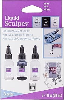 Polyform Sculpey Liquid Basics 3/Pkg-Clear, Black, White
