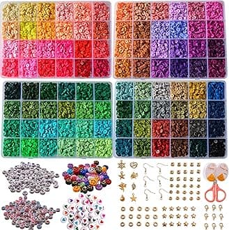 XMZCOLA Clay Beads Charm Bracelet Making kit, 12800pcs Pcs 96 Colors 6mm Flat Spacer HEI shi Beads Kits, Crafts Gifts Set for 2026 Christmas Gifts