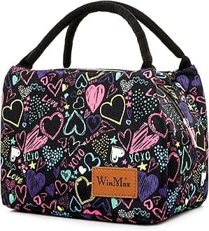 Winmax Lunch Cooler Bag, Small Insulated Lunch Box Bags, Portable and Reusable Lunch Bag for Women (Colorized Heart)