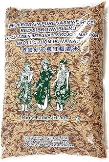 5 Pounds Three Ladies Brand Whole Grain Pure Jasmine Rice Red & Brown Blend (One Bag)