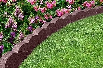 Flexi Curve Scalloped Garden Edging Rubber Landscape Scallop Lawn Border Edging Section 120cm (4ft), Earth(Brown), Pack of 1