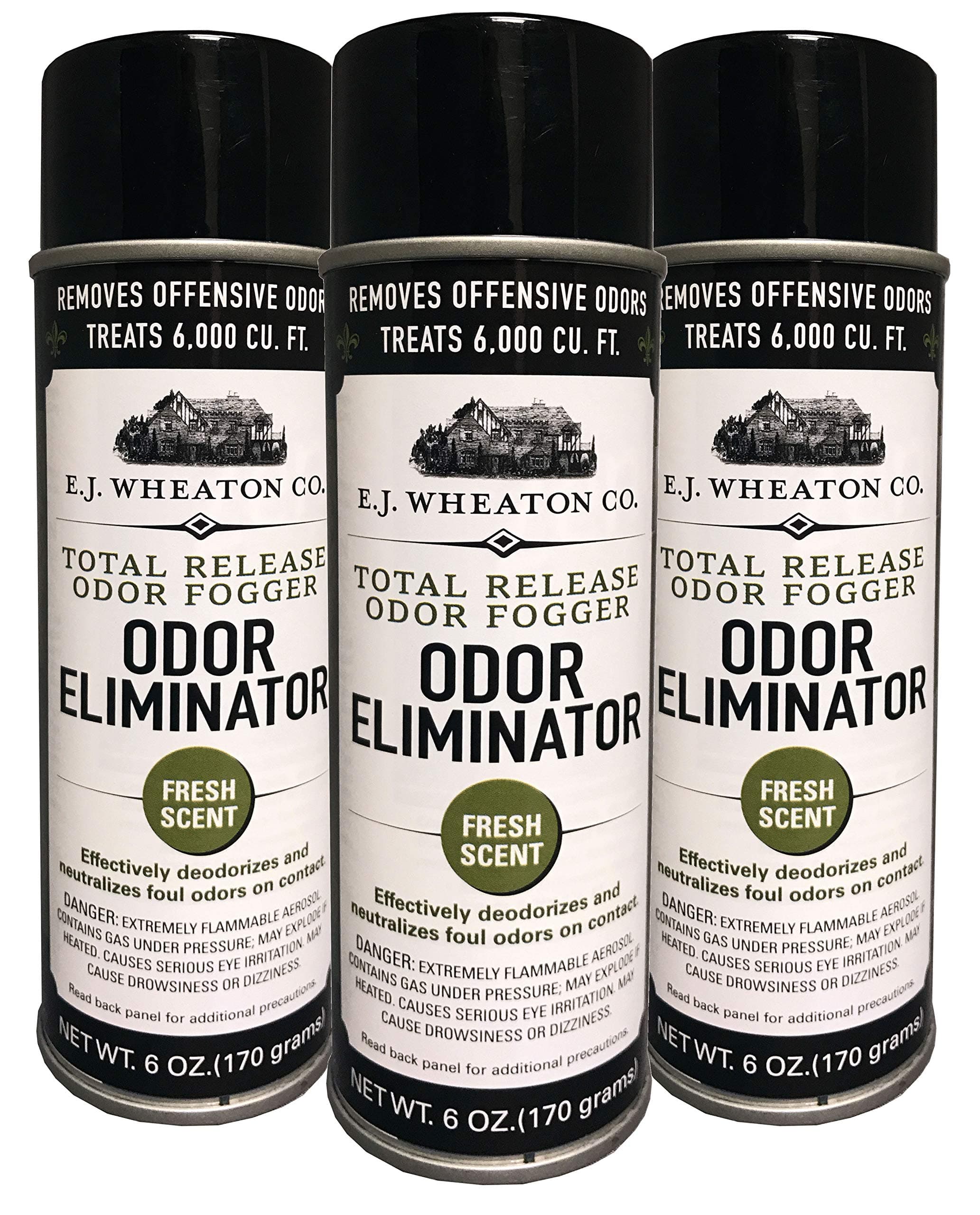 E.J. Wheaton Odor Eliminator, Total Release Odor Fogger, 3 Pack, Effectively Deodorizes and Neutralizes Foul Odors on Contact, Fresh Scent (6 OZ)