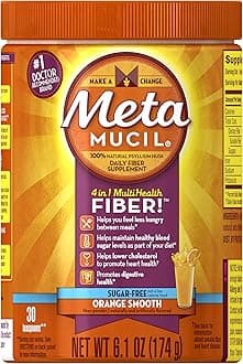 Daily Fiber Supplement, Orange Smooth Sugar Psylllium Husk Powder, 6.1 Ounce