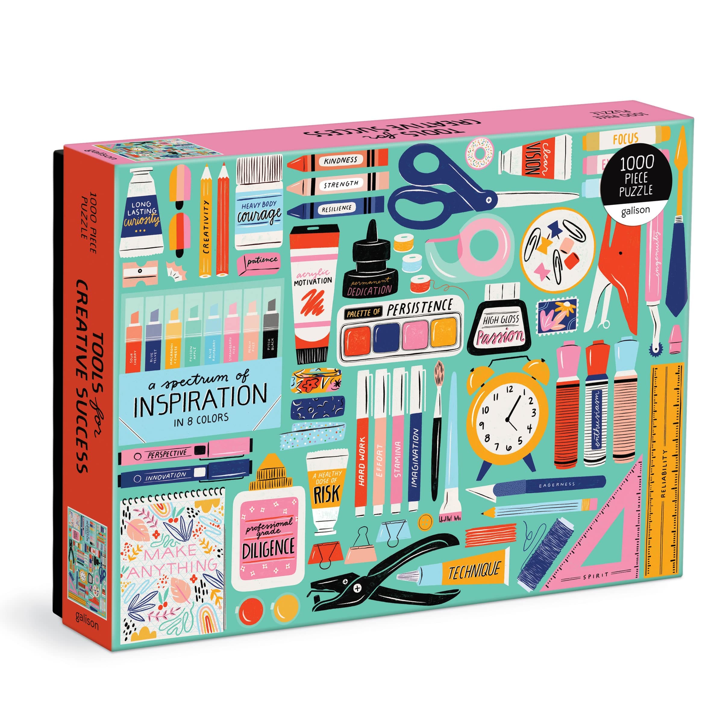 Galison Tools for Creative Business – 1000 Piece Puzzle Fun and Challenging Activity with Bright and Bold Artwork of Inspirational Stationery Supplies for Adults and Families