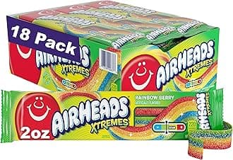 Xtremes Belts Candy, Chewy Candy Package, Rainbow Berry Fruit Flavor Artificially Flavored, 2 Ounces (18-Pack)