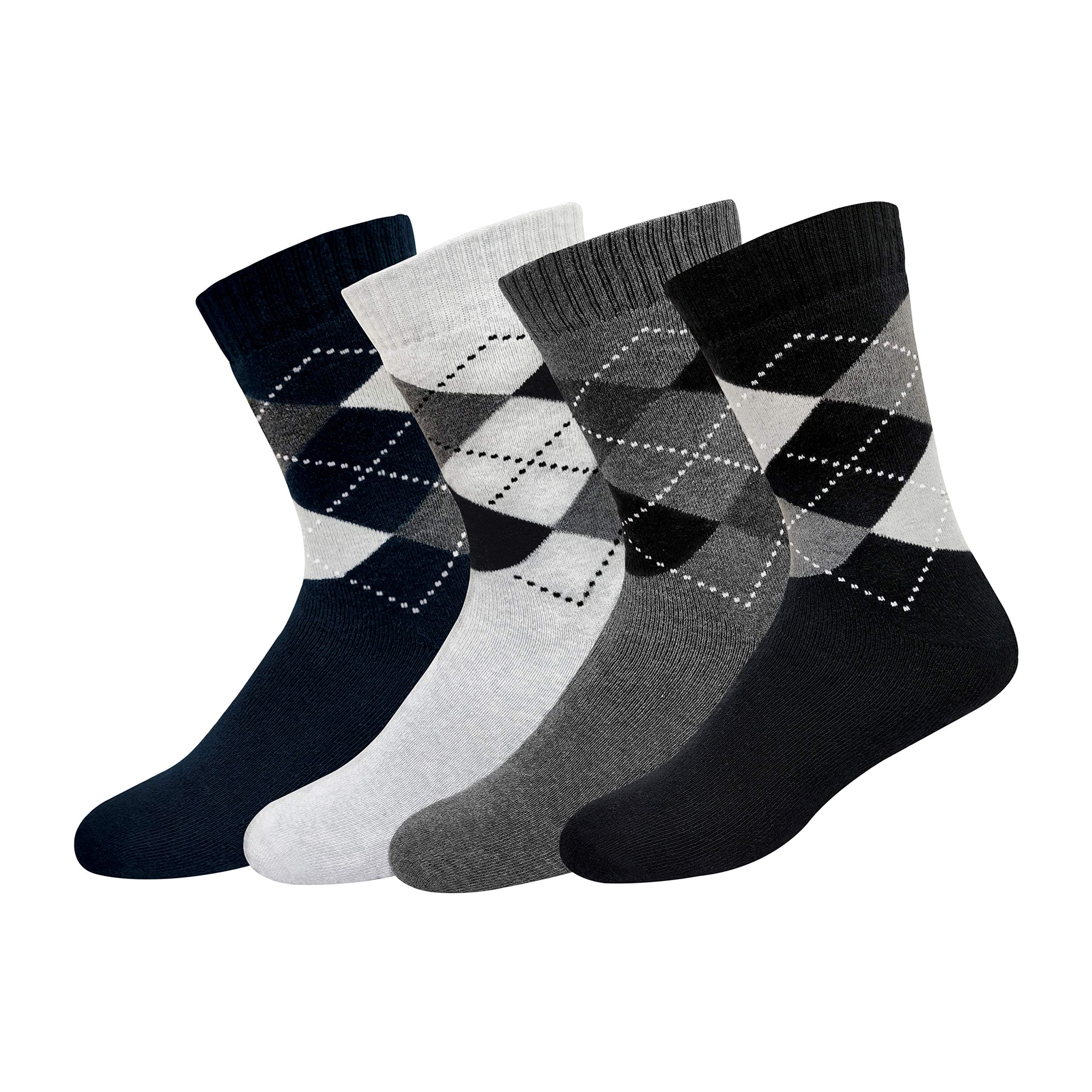 ARKYLE Men's Cotton Patterned Socks with Cushion (Multicoloured, Free Size) - Pack of 4