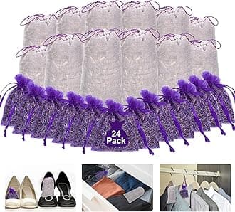 24 Pack Lavender Sachets Bags for Drawers and Closets, Cedar Sachets for Moth Repellent, Home Fragrance for Wardrobes Closets
