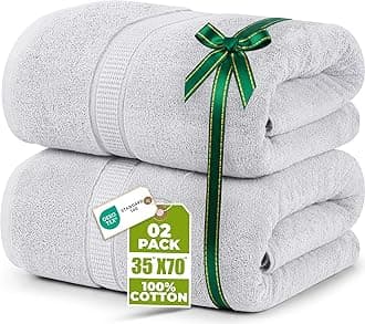 Utopia Towels Luxurious Jumbo Bath Sheet 2 Piece, 600 GSM, 35 by 70 Inches, 100% Ring Spun Cotton, Highly Absorbent and Quick Dry Extra Large Bath Towel, Super Soft Towel, Silver