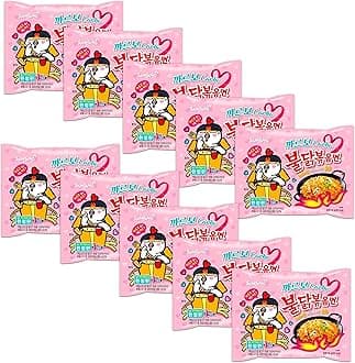 SAMYANG Ramen Korean Noodles Hot/Mild / Stir Fries/Soups(Buldak Carbo.10Pack),1.46 Kilograms