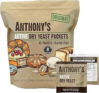 Anthony's Active Dry Yeast Packets, Contains 42 Individual Packets, Gluten Free