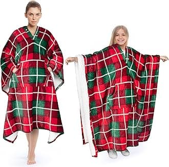 Tirrinia Poncho Blanket Super Soft Comfy Plush Wearable Fleece 2-in-1 Blanket for Adult Women Men Kids