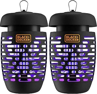 Black & Decker + Bug Zapper Electric Lantern with Insect Tray, Cleaning Brush, Light Bulb Waterproof Design for Indoor Outdoor Flies, Gnats Mosquitoes Up to 625 Square Feet- 2 Pack