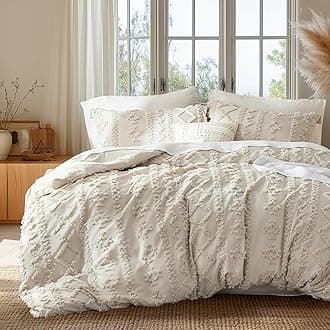Boho Duvet Cover King Size, Soft & Comfortable Elegant Design Boho Bedding for Decoration, Machine Washable Comforter Cover for All Seasons,Includes 1 Duvet Cover & 2 Pillow Shams,Linen