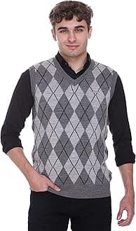 - Woolen V Neck Sleeveless Half Sweater for Man Winter Pullover