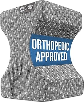 5 STARS UNITED Knee Pillow for Side Sleepers - Hip Pain Relief, Memory Foam Leg Cushion for Side Sleeping - Between Legs Pillow for Sciatica & Lower Back Pain, Gray