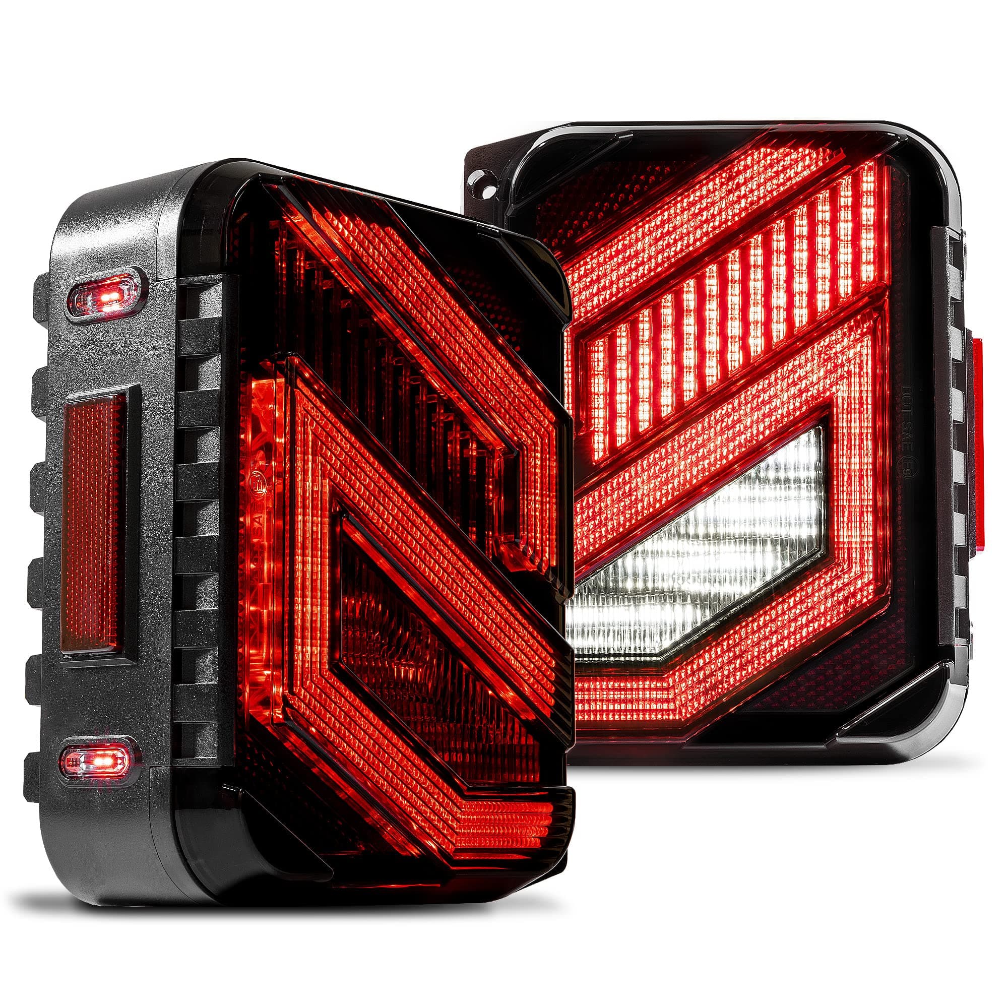 TRUE MODS LED Tail Lights Compatible with Jeep Wrangler JK JKU Sport/Sahara/Rubicon 2007-2018 Unlimited Accessories [DOT-Approved Rear Brake Light] [TBT & Reverse] [Dark-Smoked Lense] [Z-Design]
