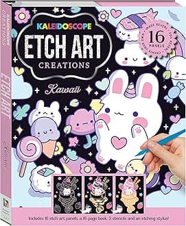 Kawaii Kaleidoscope Etch Art Kit | Scratch Art for Adults and Children | Arts and Crafts Projects | Gifts for Teen Girls