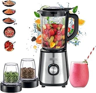 Glass Blender 1000W Power Blender Smoothie Blender/Smoothie Maker 1.5L with Grinder Mill, Chopper Mill, Ice Crush Function BLM45.720SS Black/Silver