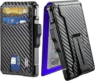 umoven Men's Wallet - Money Clip & Slots Slim Leather RFID Blocking Wallet Minimalist Bifold Wallet