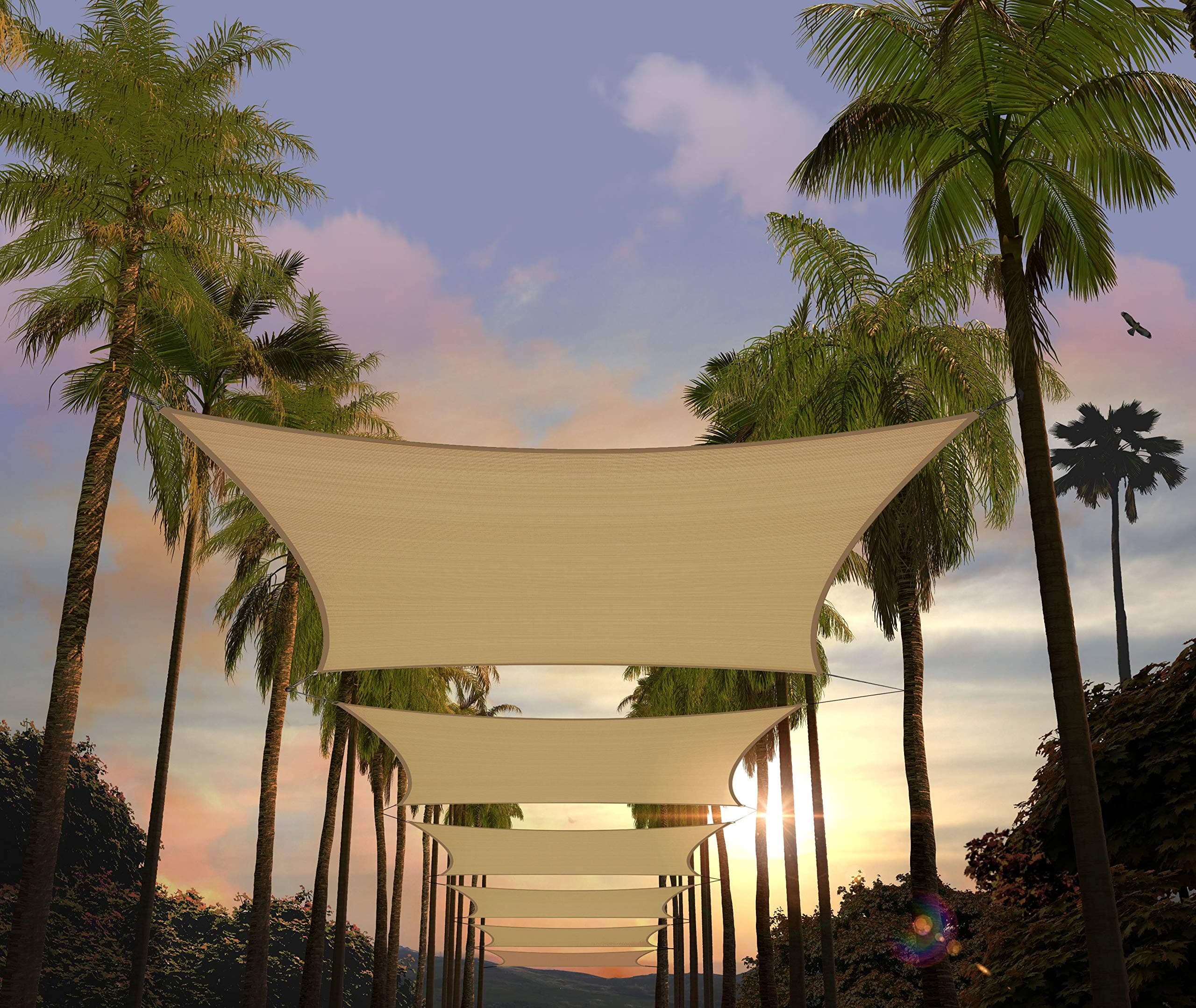 10' x 20' Sand Beige Rectangle Sun Shade Sail Canopy Awning UPF50+ AGTAPR1020, 95% UV Blockage, Water & Air Permeable, Commercial and Residential, 3 Years Warranty (We Make Custom Size)