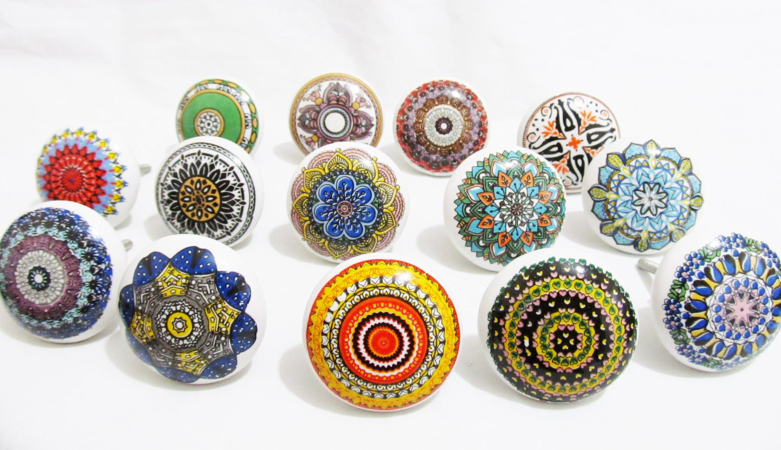 8 x Artisan Colorful French Style Door Knobs Ceramic Handle -'IvoryBlu777' TM product