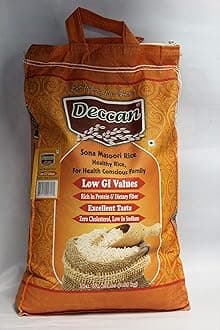 Deccan Low GI Values, Zero Cholesterol, Low in Sodium Sona Masoori Rice - 10lb., 4.54kg.