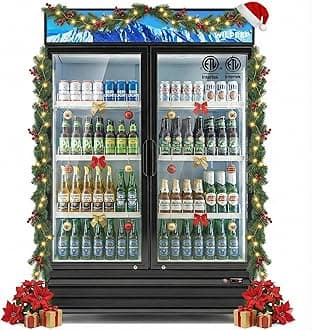 Wilprep Two Door Commercial Refrigerator, 40 cu. ft. Swing Door Merchandiser Refrigerator with Tempered Glass & LED Lighting, ETL Listed Fog Free Beverage Display Refrigerator for Office Bar Store…