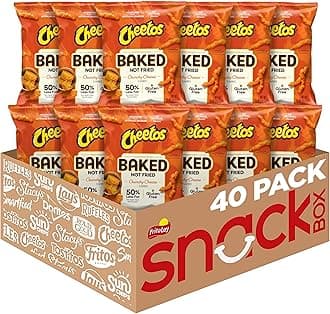 Baked Cheetos Crunchy Cheese Flavored Snacks, 0.875 oz Bags, (40 Pack), 50% Less Fat, Gluten Free, No Artificial Flavors & Colors, Packaging and Formula May Vary