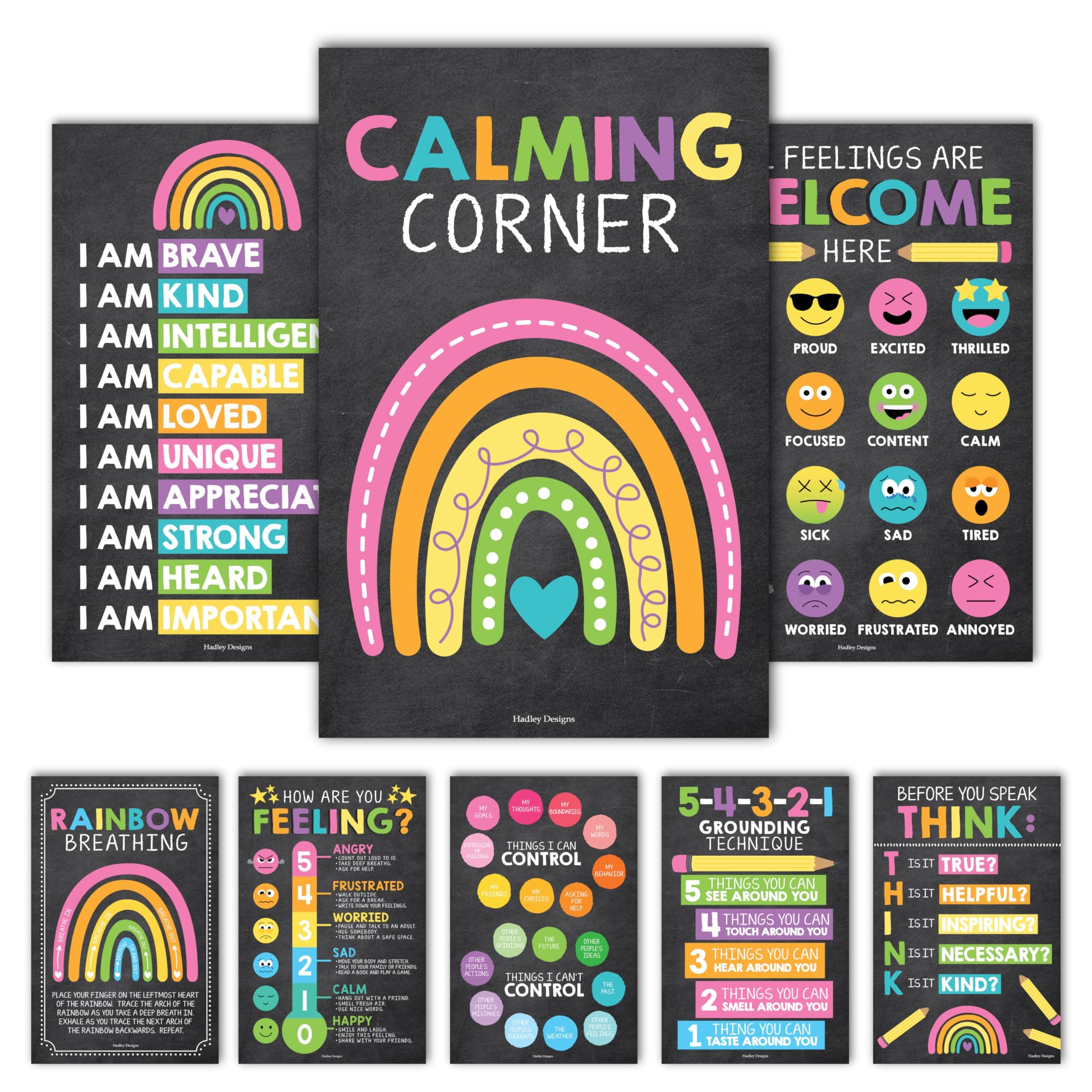 Colorful Chalk Calming Corner Posters