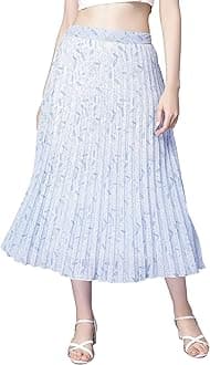 NUEVOSDAMASFloral Printed Pleated Navy/Multi Skirt