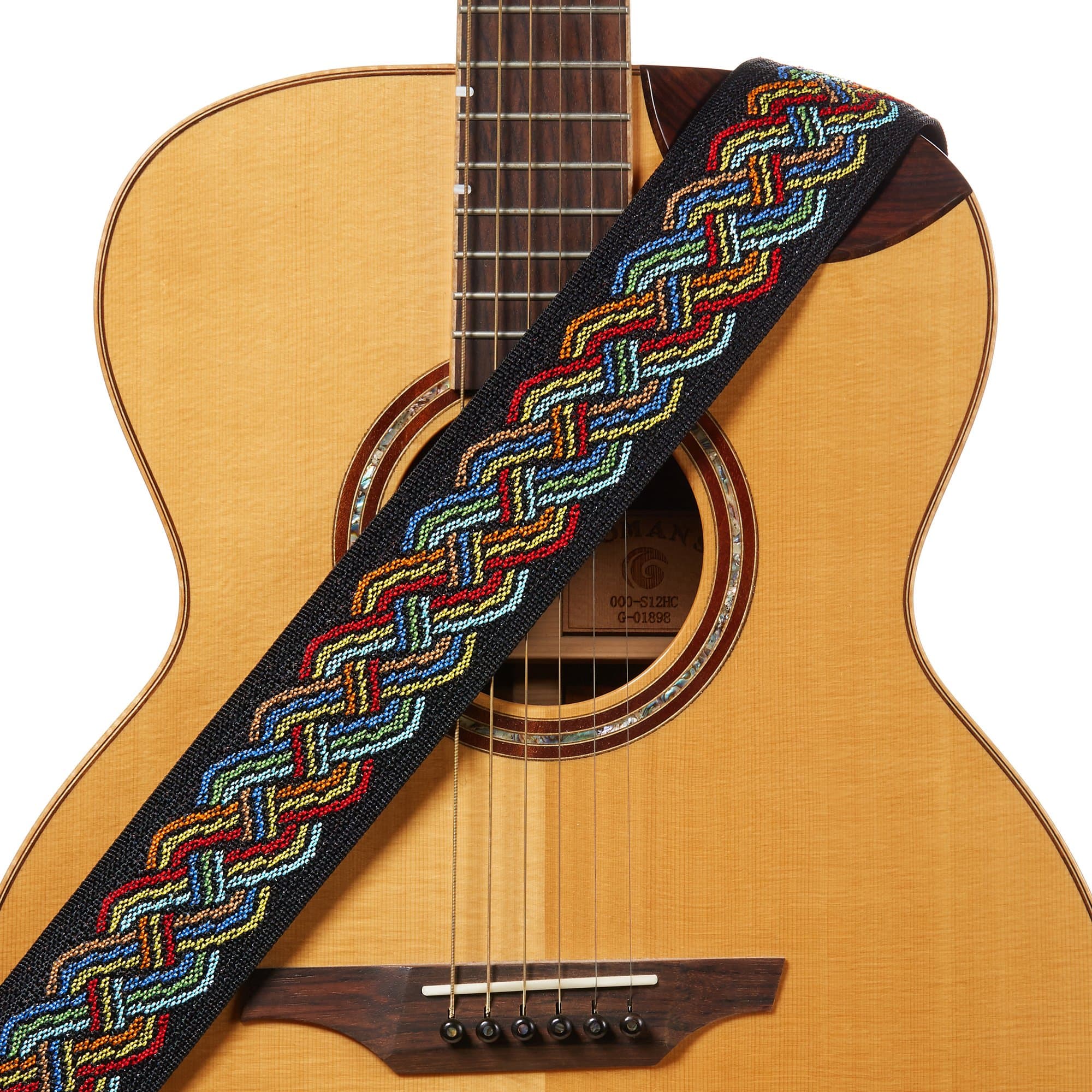 Amumu Celtic Knot Guitar Strap Multi-Color Polyester for Acoustic, Electric and Bass Guitars with Strap Blocks & Headstock Strap Tie