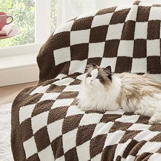 Bedsure Gentlesoft Checkered Twin Blanket for Couch - Soft Cozy & Warm Knit Brown Throw Blanket, Breathable, Lightweight & Fluffy Plaid Blankets for Bed & Sofa, Gifts for Women Men, 60x80 Inches